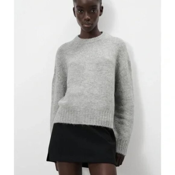 Zara Grey Soft Knit Crew Neck Sweater  Grey Sz Medium - Picture 9 of 9